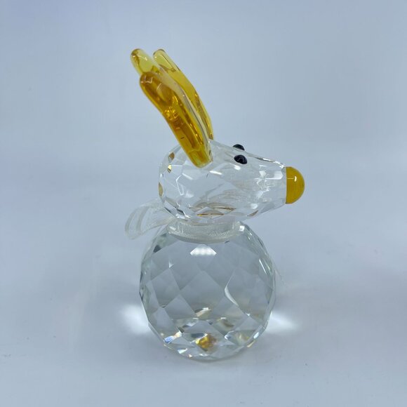 crystal reindeer figurine paperweight with yellow antlers & ribbon scarf - Picture 2 of 5